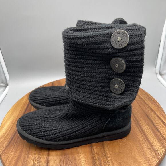 UGG Australia Boots Classic Cardy Womens Size 8 Black Casual Comfort Shoes - Picture 3 of 8